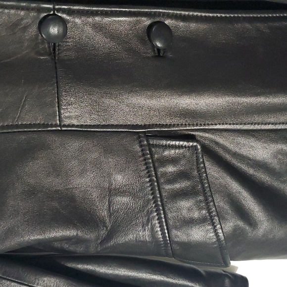 Red Kid Leather Trench Coat Jacket S - Picture 2 of 15